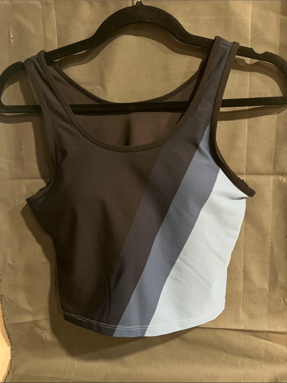 Zyia Sleeveless Colorblock Crop Tank - Black & Light Blue NWOT